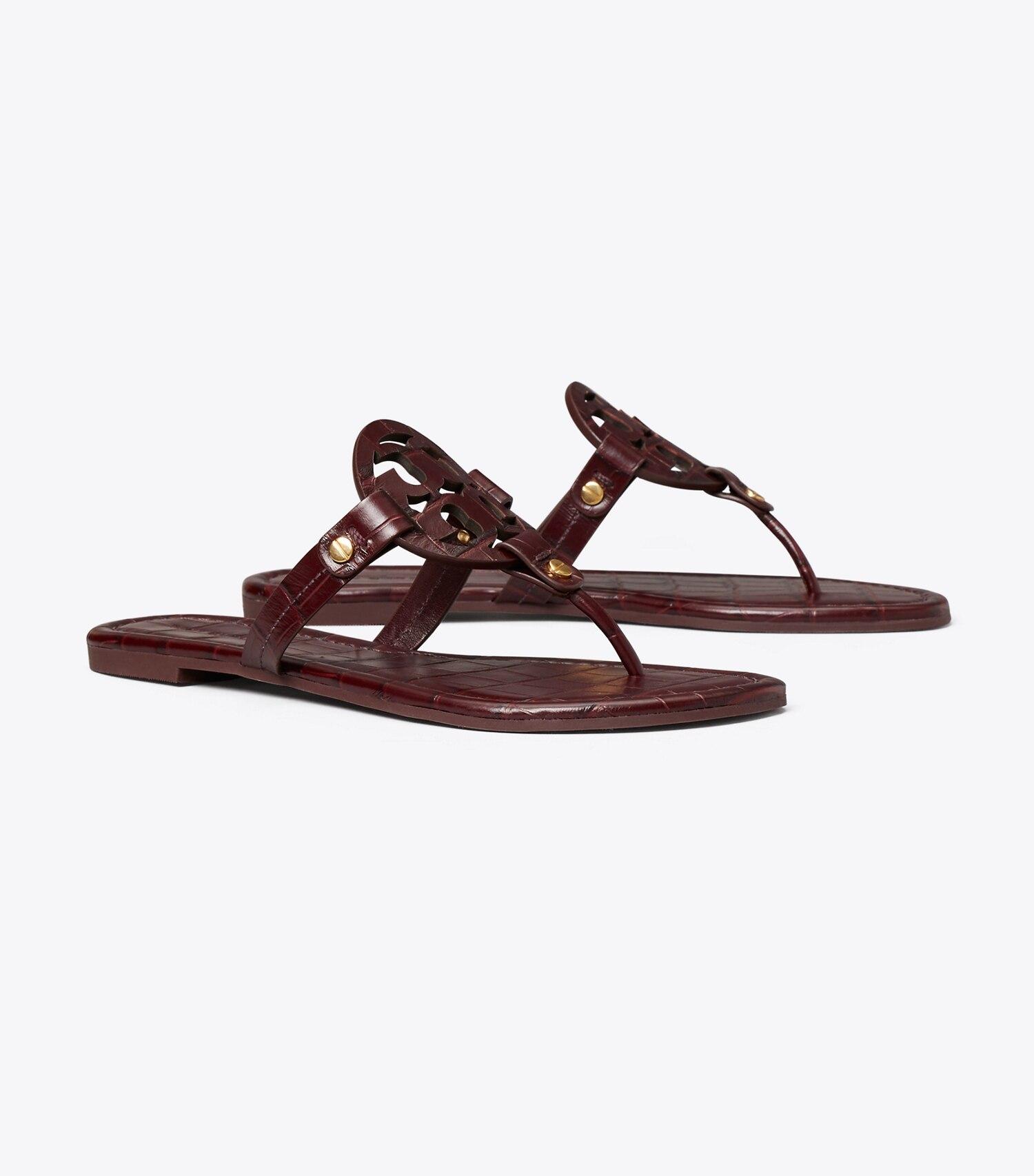 Miller Croc-Embossed Leather Sandal