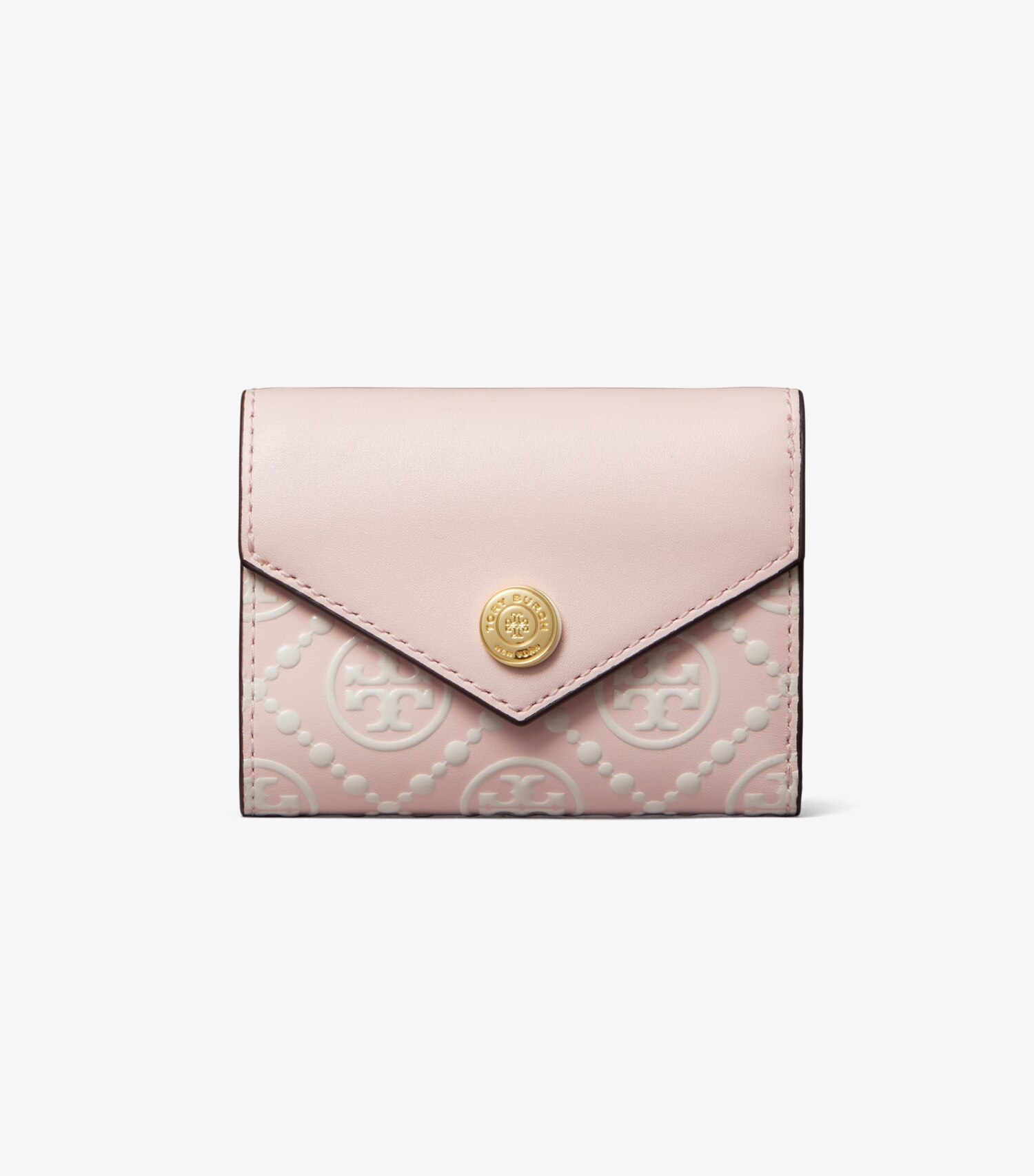 T Monogram Contrast Embossed Small Envelope Wallet
