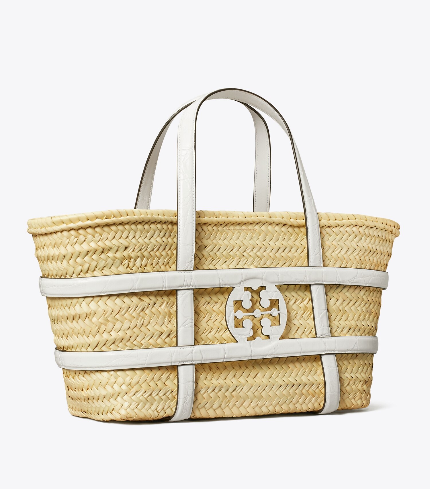 Ella Croc-Embossed Straw Basket