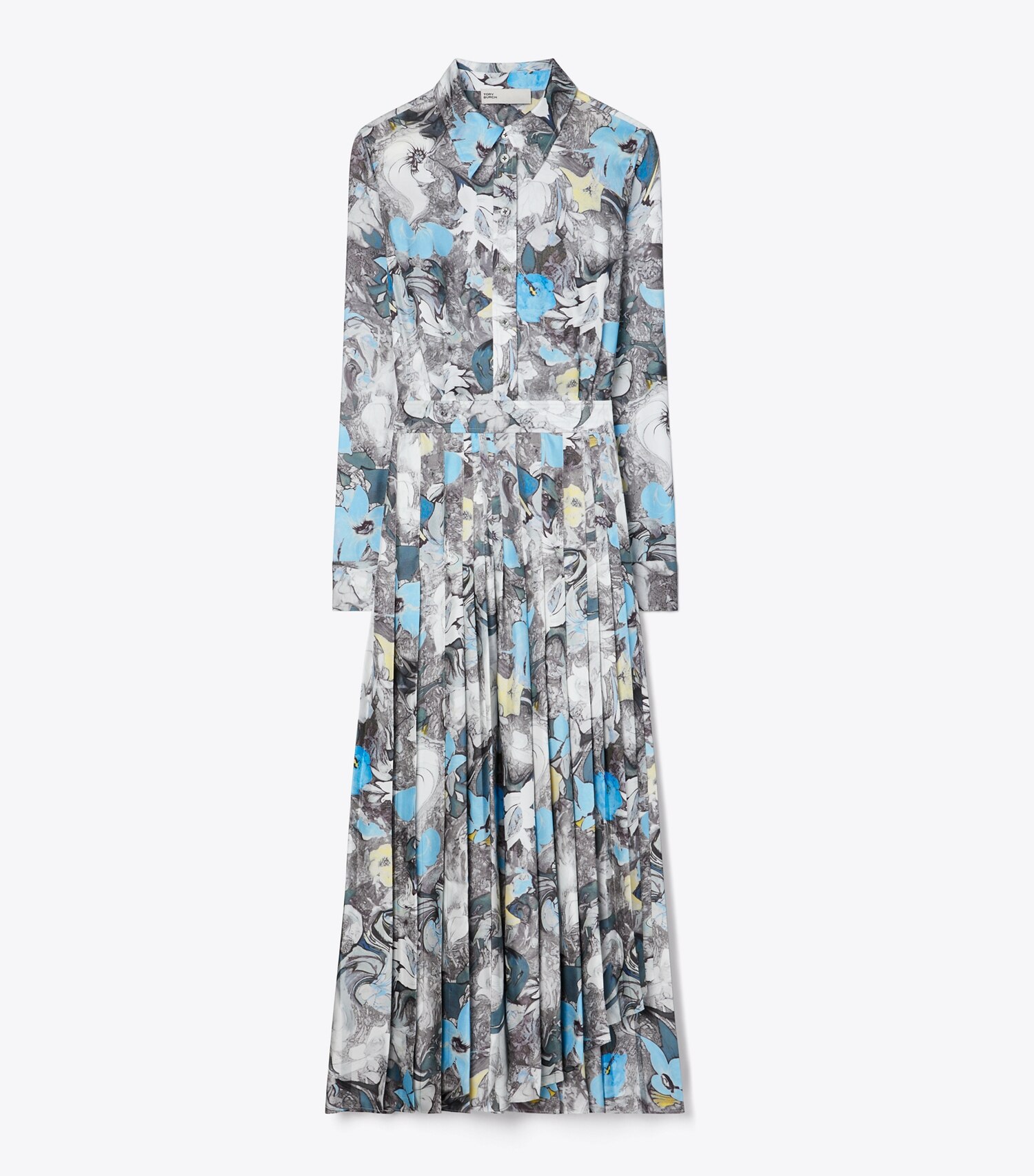 Printed Pleated Silk Twill Dress