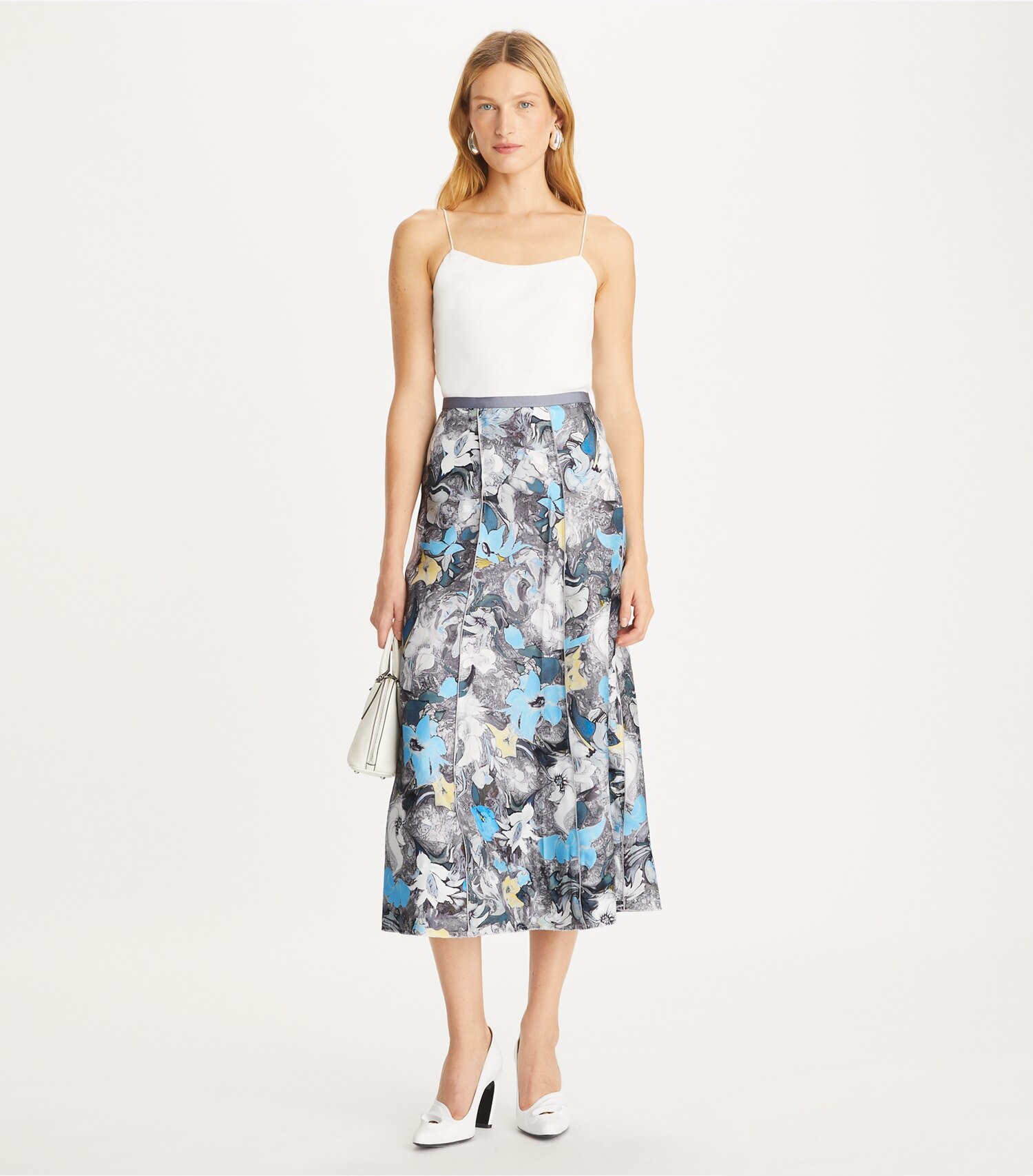 Printed Silk Twill Skirt