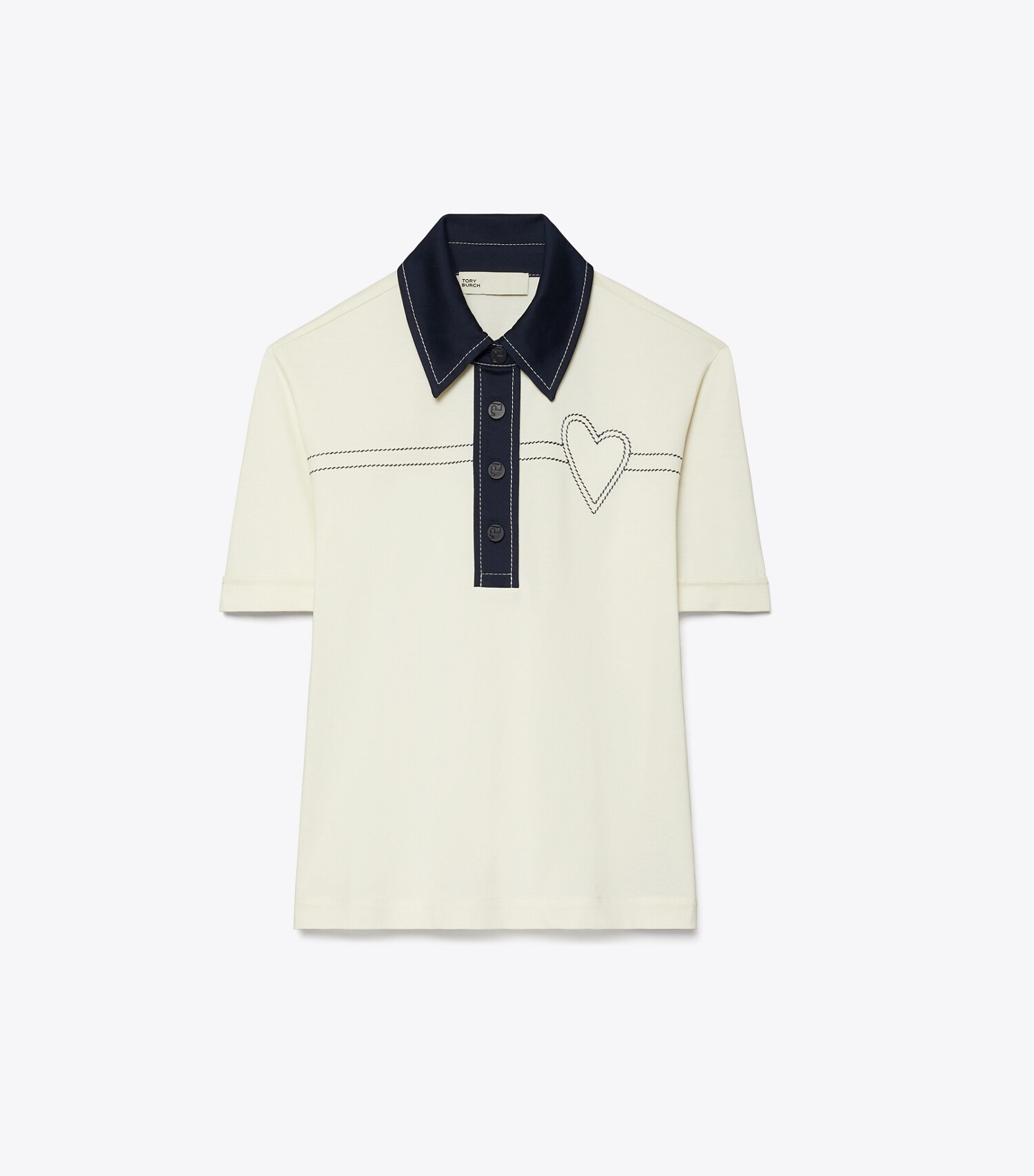 Heart Pickstitch Cotton Polo