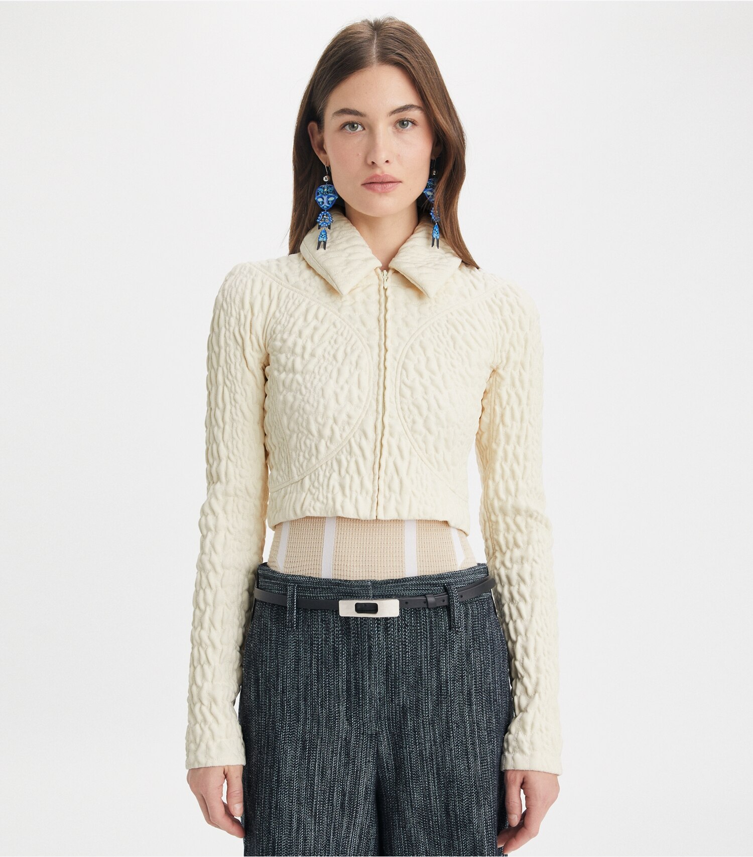 Cropped Wool and Silk Jacket