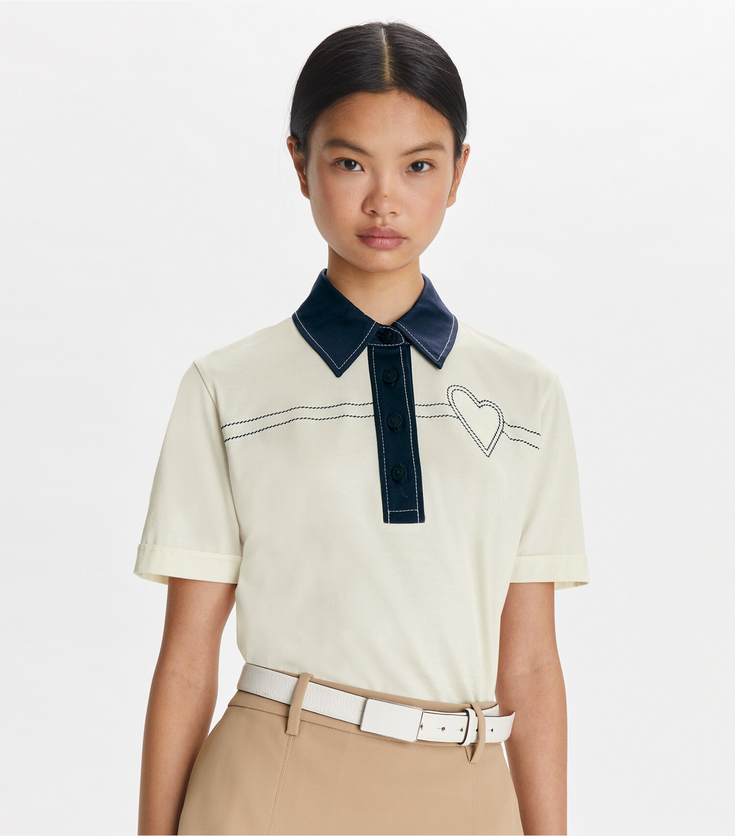 Heart Pickstitch Cotton Polo