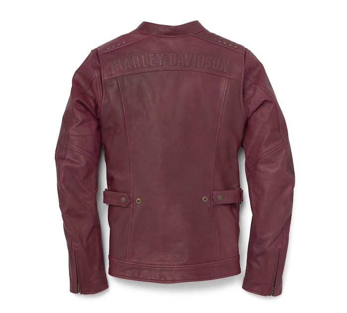 Women's Electra Mandarin Collar Studded Leather Jacket