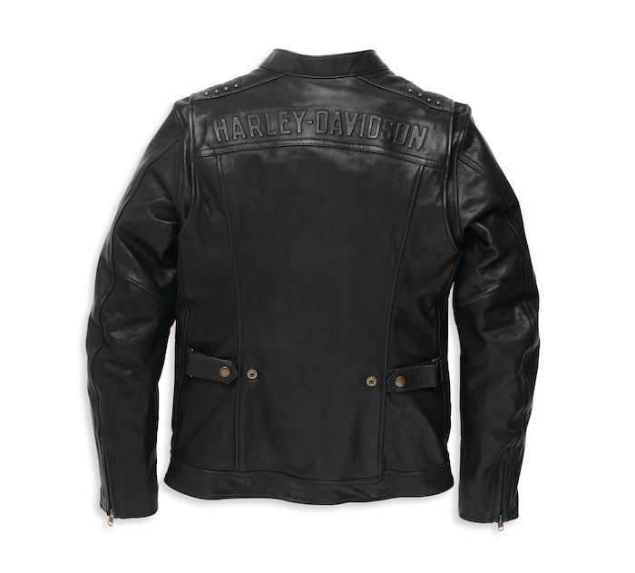 Women's Electra Mandarin Collar Studded Leather Jacket