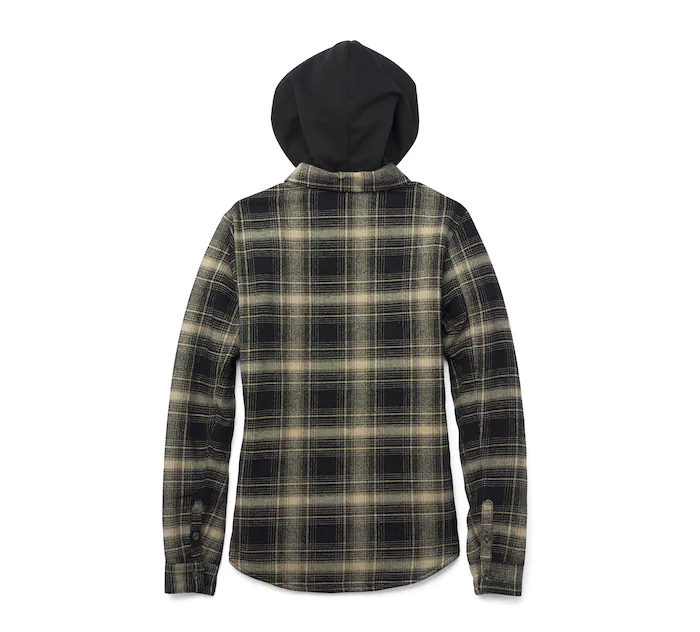 Women's Bar & Shield Flannel Shirt Jacket w/ Removable Hood