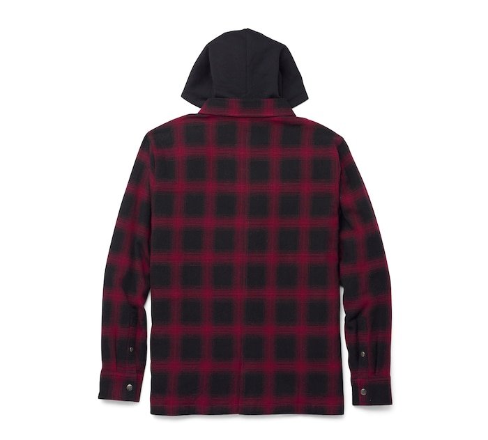 Men's Removable Hood Plaid Shirt Jacket