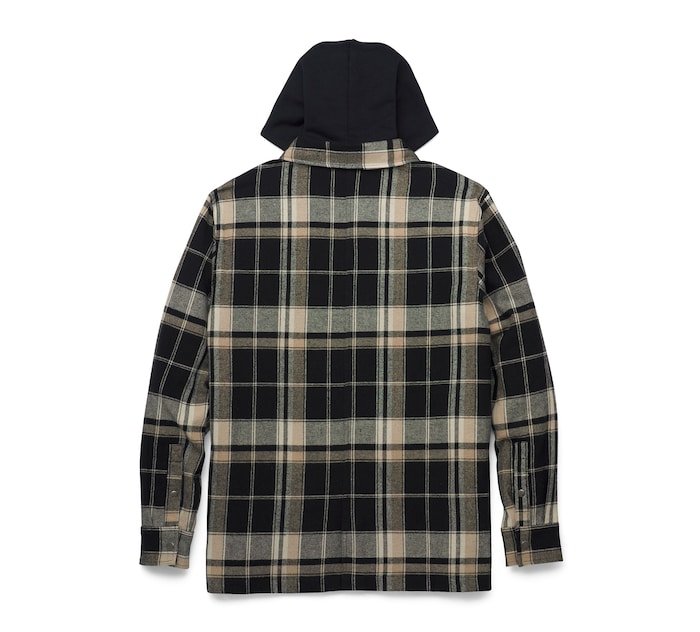 Men's Removable Hood Plaid Shirt Jacket