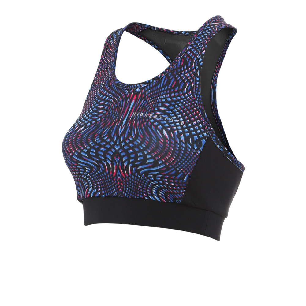 Higher State Pattern Panelled Longer Women's Low Impact Crop Top
