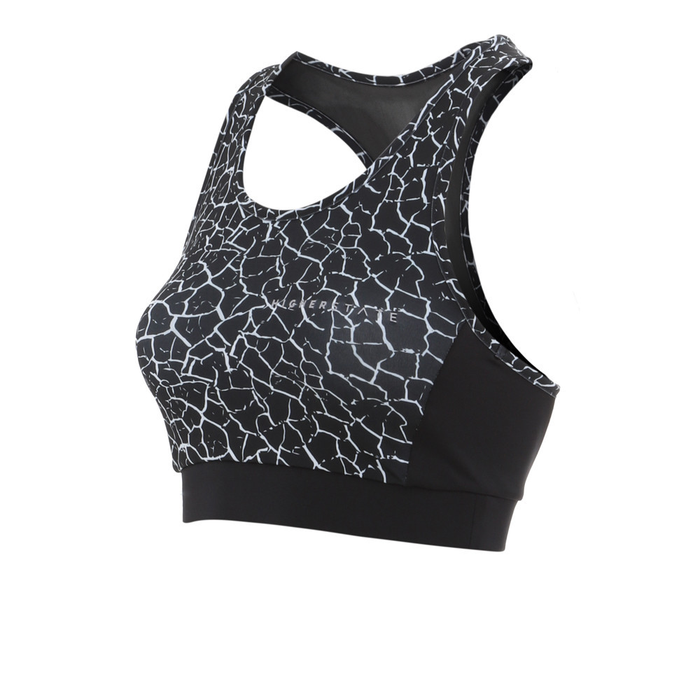 Higher State Pattern Panelled Longer Women's Low Impact Crop Top