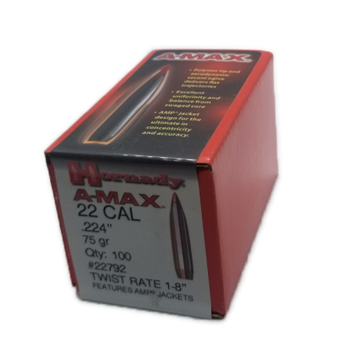 Match 22 75gr A-Max .224 100ct Projectiles (#22792)
