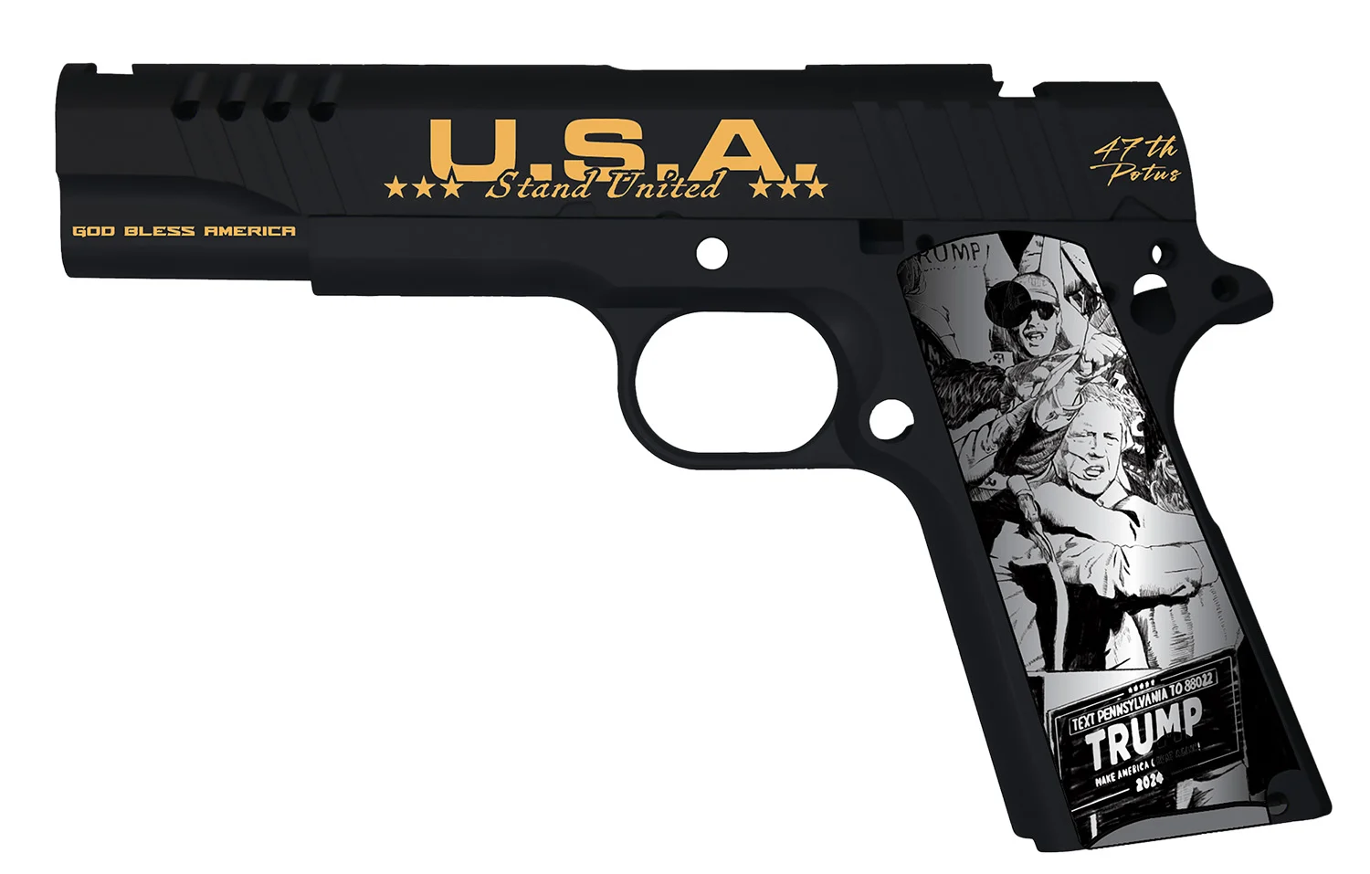 AUTO 1911TCAC18 1911 45 5 7R TRUMP FIGHT BK/GLD - CLB Guns