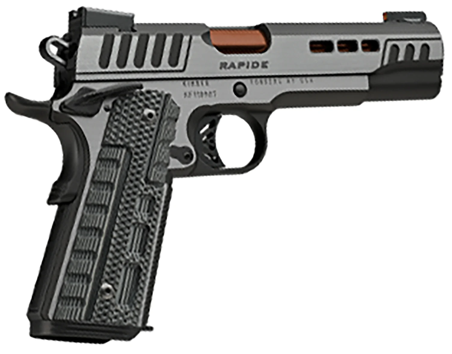 Kimber Mfg.,inc 3000432 Rapide Dusk 10mm Auto 8+1 5 Rose Copper Steel Barrel, Black KimPro II Lightening Cut/Serrated Stainless Steel Slide, Black KimPro II Steel Frame w/Beavertail Black, G10 Grip - CLB Guns