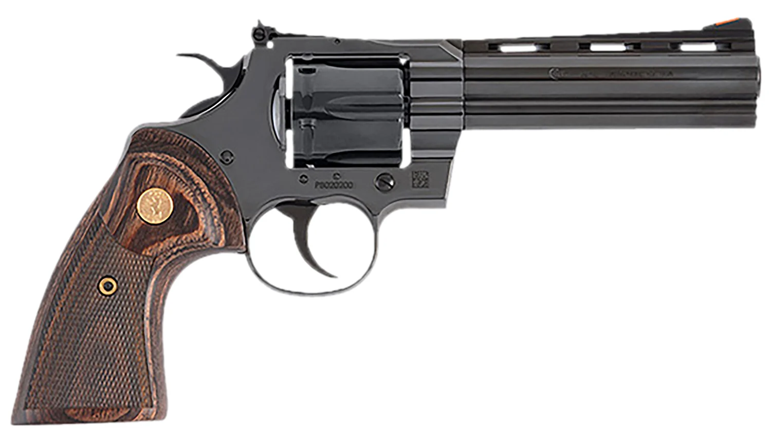 Colt Mfg PYTHONBP5WTS Python 357 Mag 6 Shot 5 Blued Carbon Steel Vent Rib Barrel, Cylinder Frame, Wood Grip, Exposed Hammer - CLB Guns