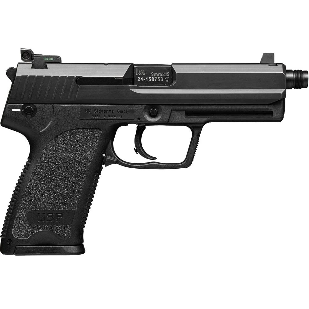 H K USP9 Tactical Handgun 9mm Luger 10rd Magazines(2) 4.86 Threaded Barrel V1 DA/SA Decocking Lever - CLB Guns