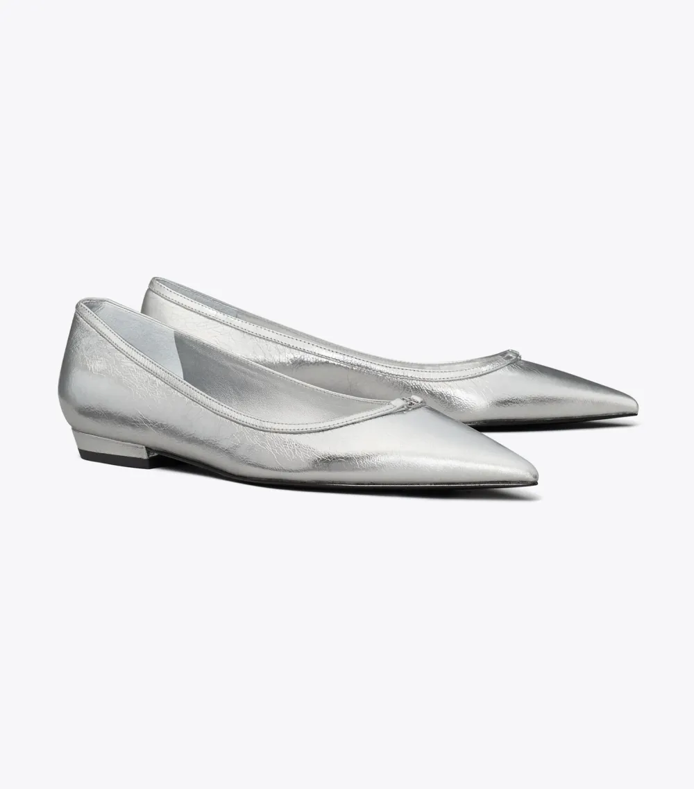 Double T Buckle Pointed-Toe Flat