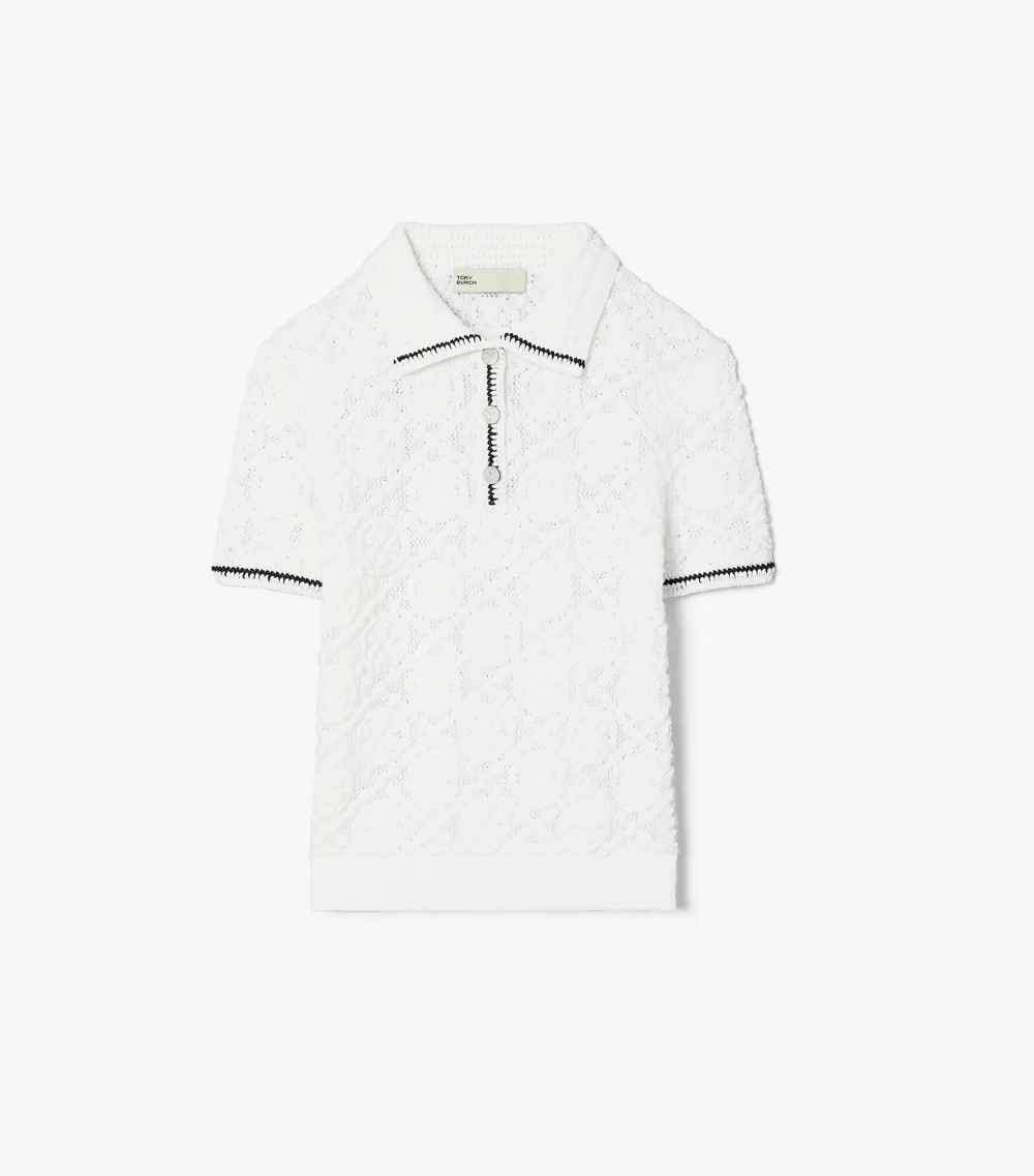 Cotton Lace Polo Top