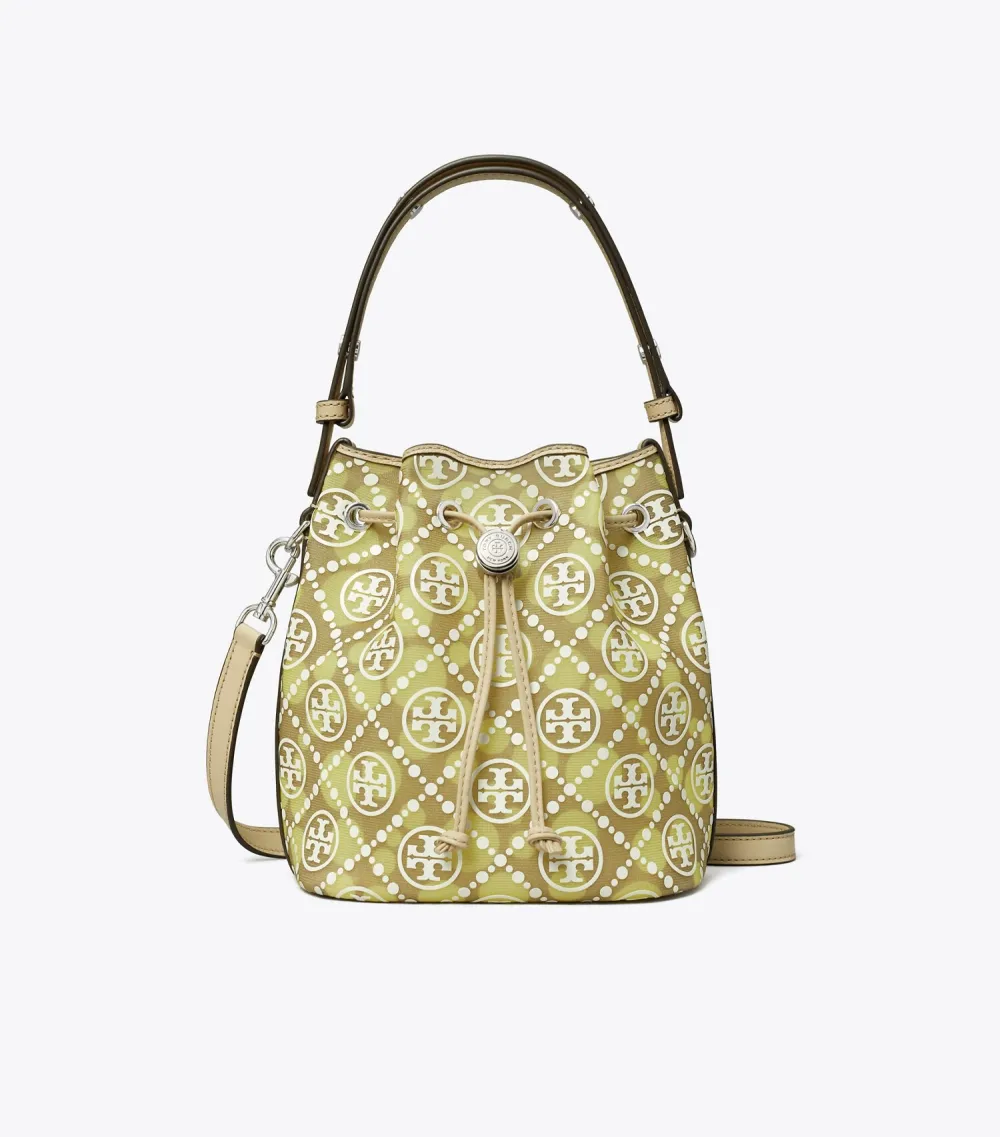 T Monogram Mesh Dot Bucket Bag