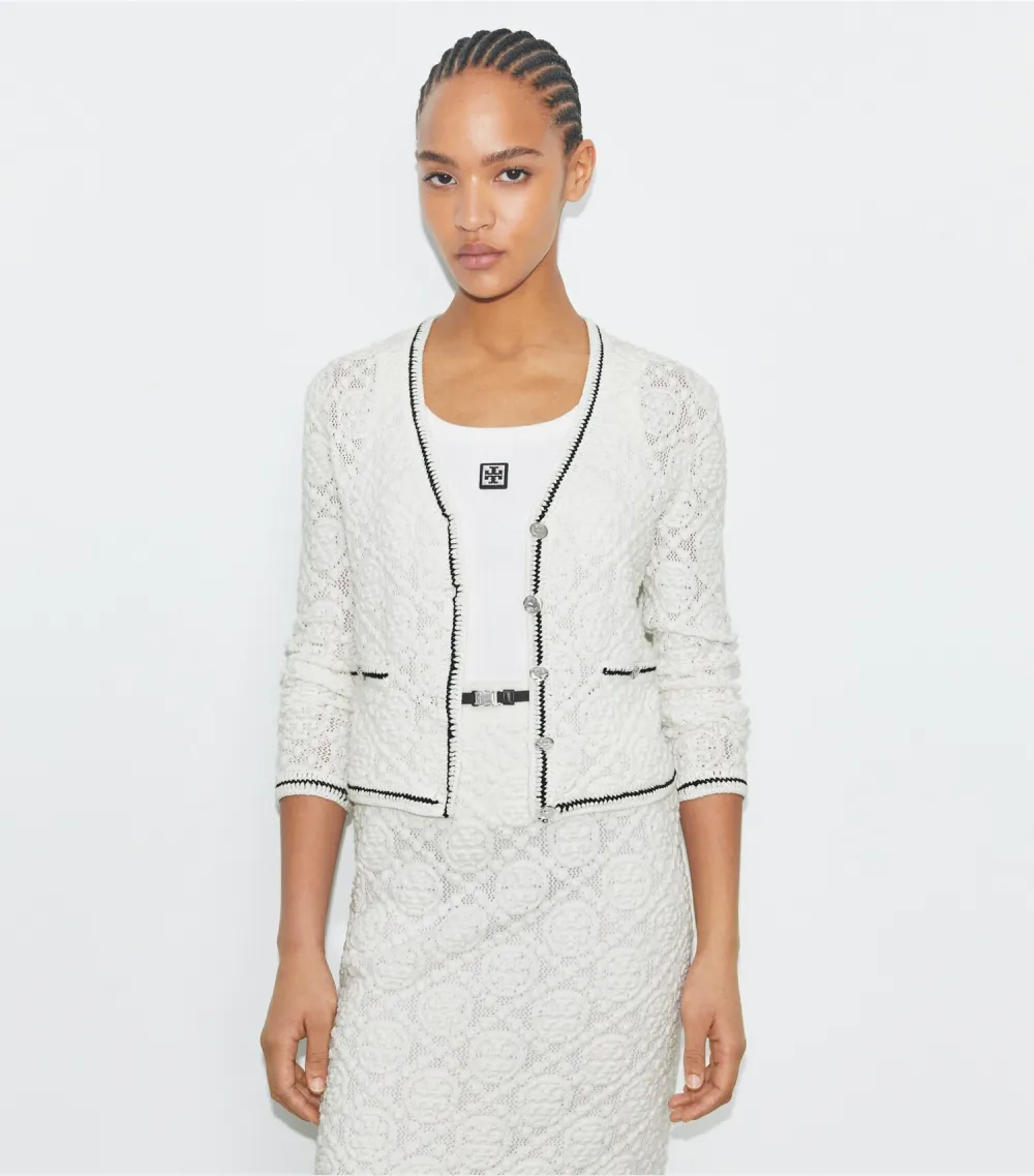 Cotton Logo Lace Cardigan