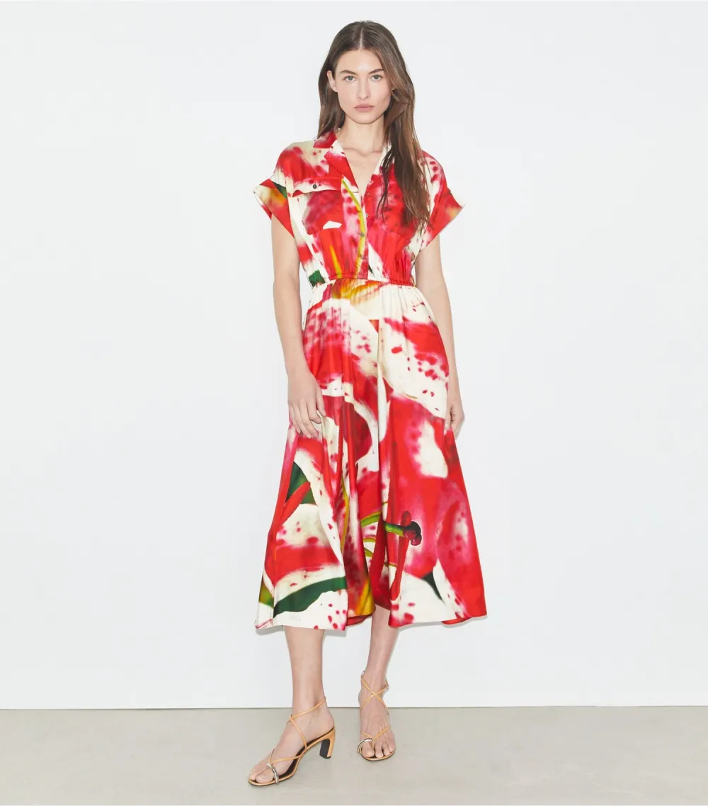 Printed Silk Twill Shirtdress