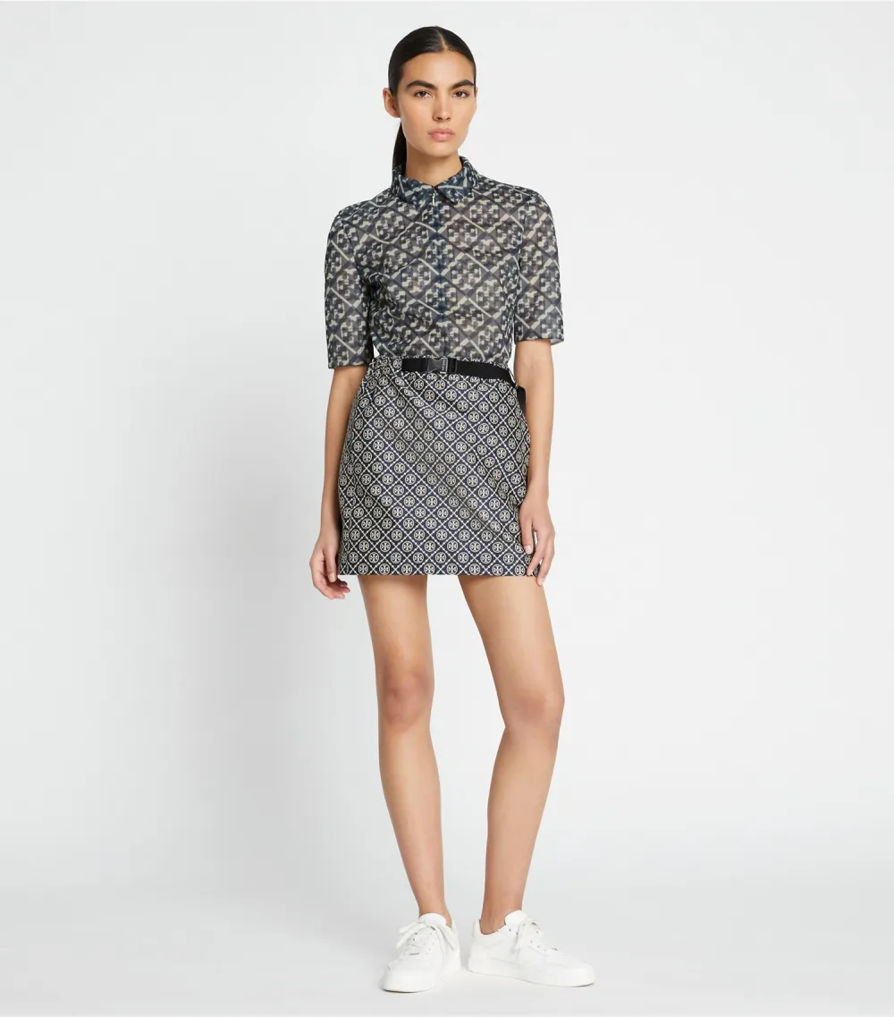 T Monogram Tech Jacquard Skirt