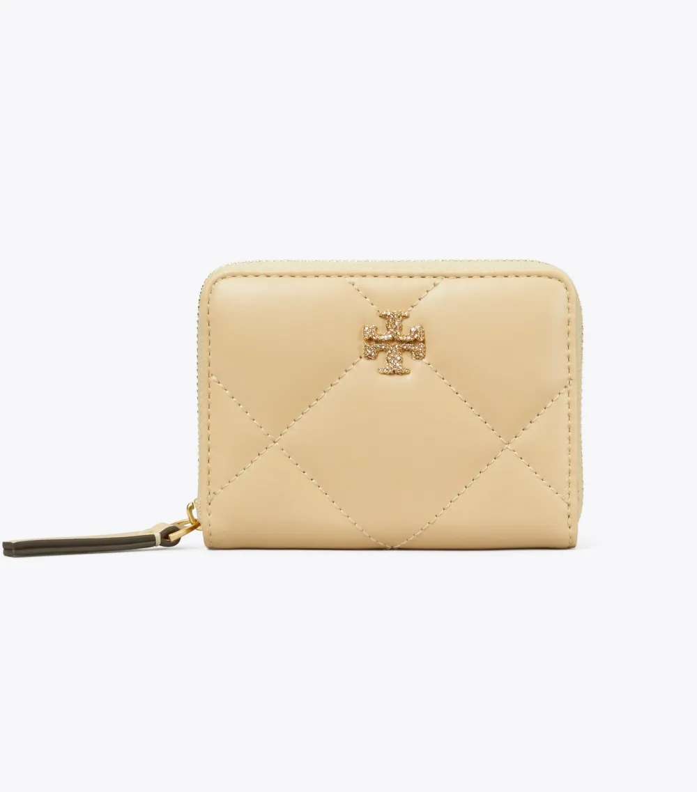 Small Kira Pavé Logo Diamond Quilt Zip-Around Wallet