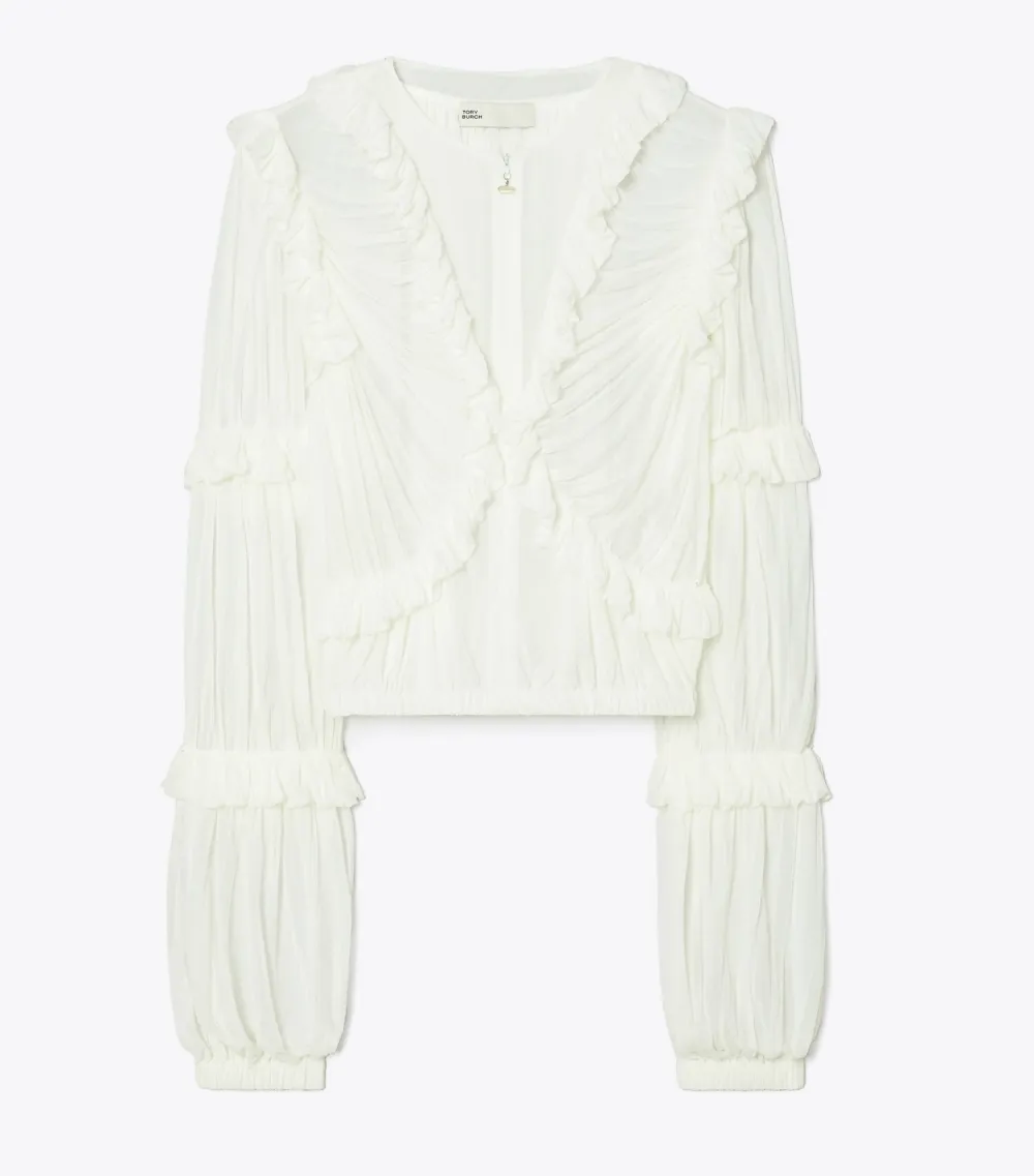 Sheer Jersey Ruffle Top