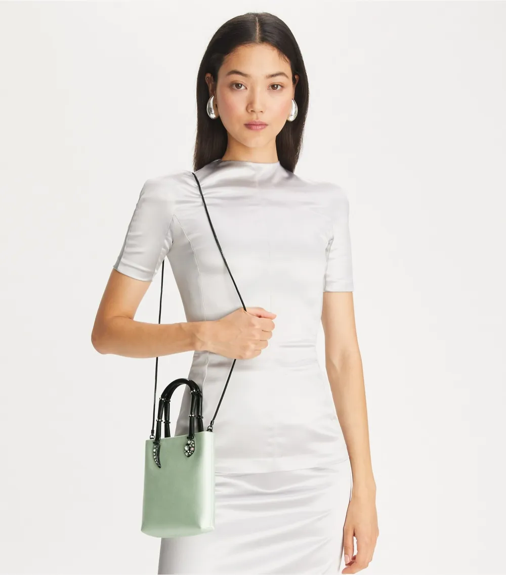Mini Satin Snake Handle Tote