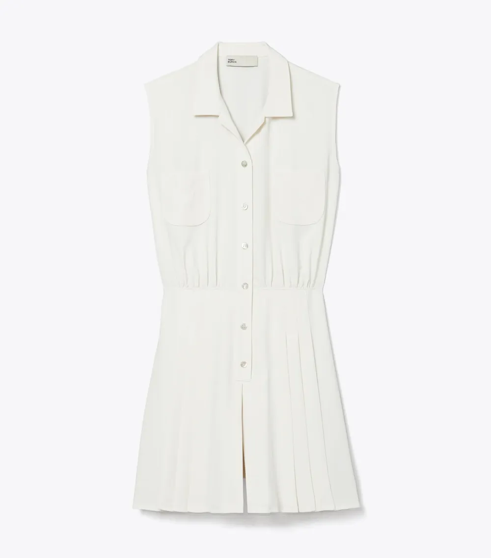 Pleated Twill Dress