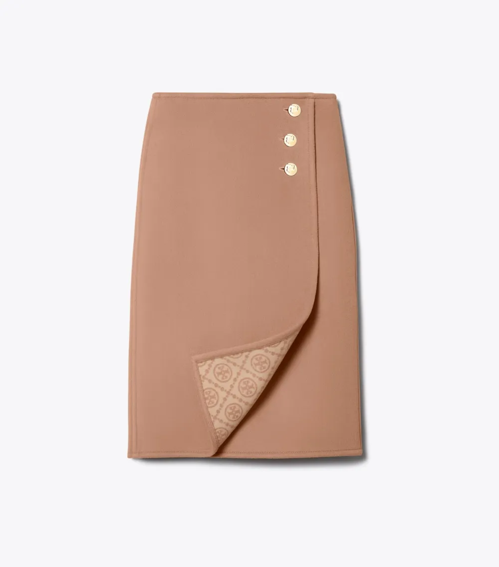 T Monogram Midi Wrap Skirt