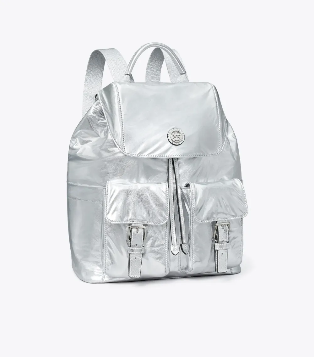 Virginia Metallic Flap Backpack
