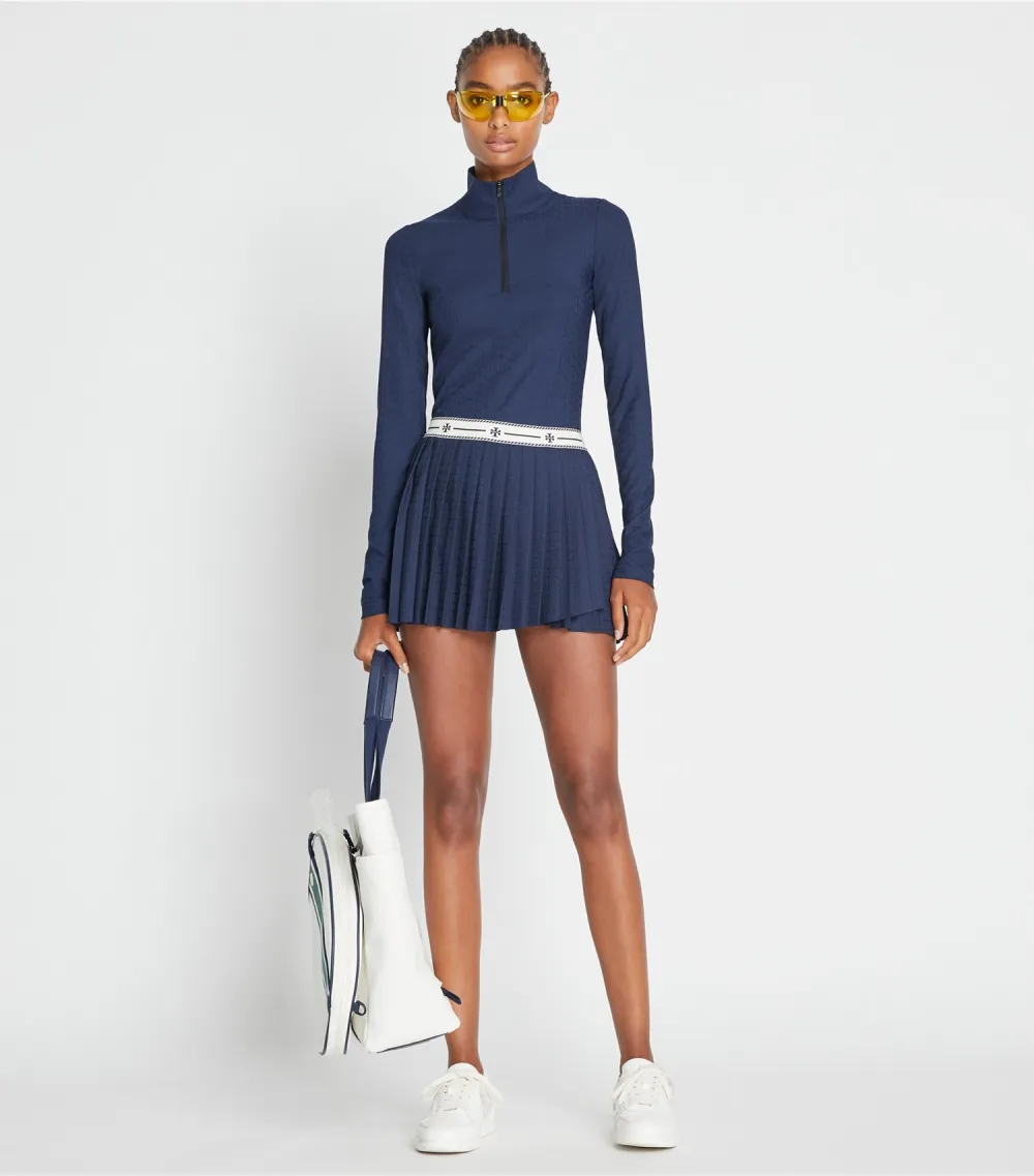 Jacquard Performance Jersey Pleated Overlay Skirt