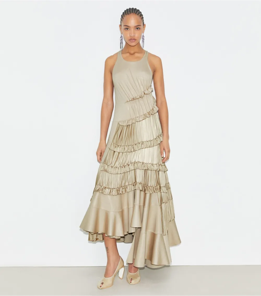 Liquid Jersey Ruffle Dress