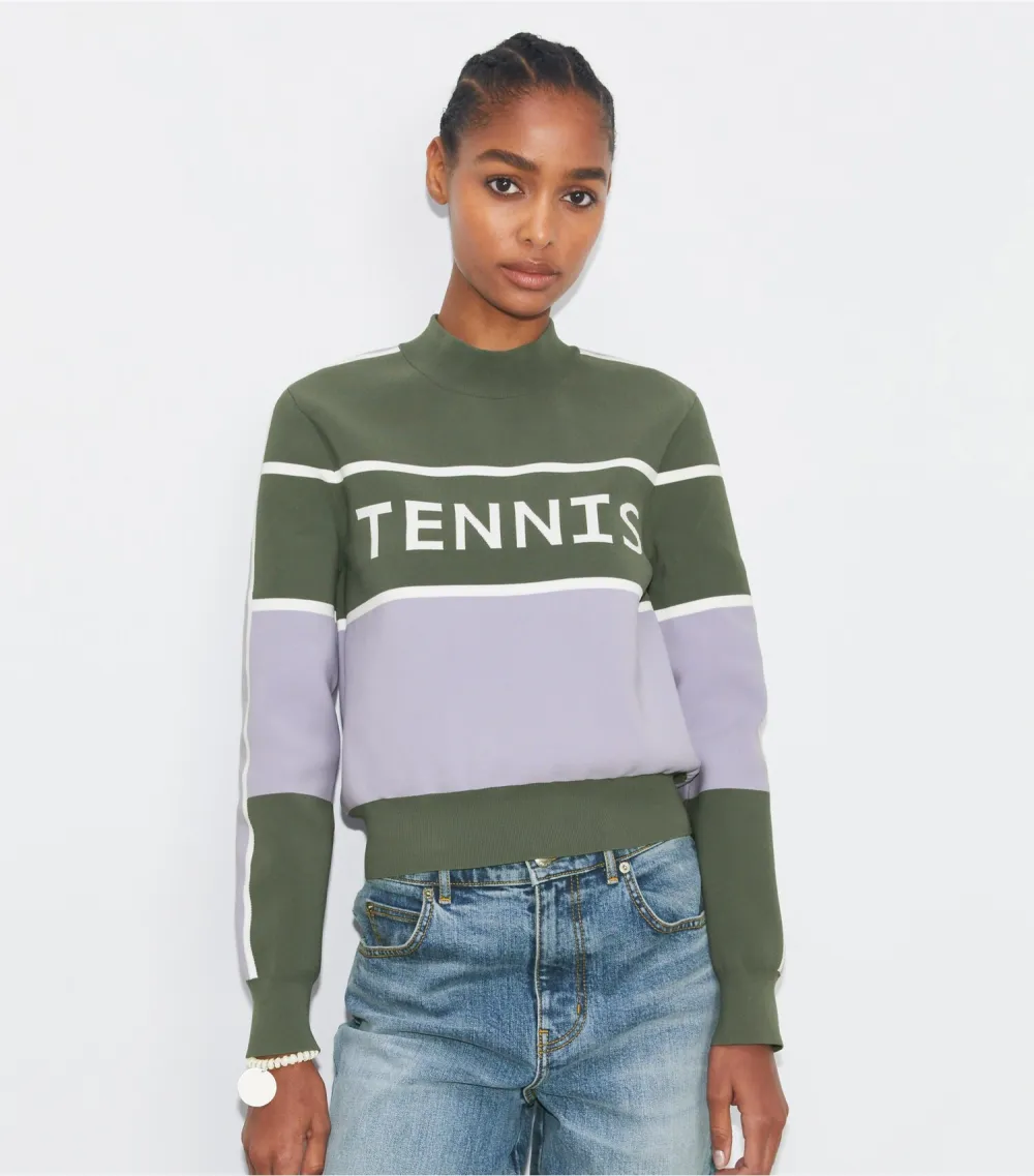 Cropped Tech Nylon Tennis Sweater