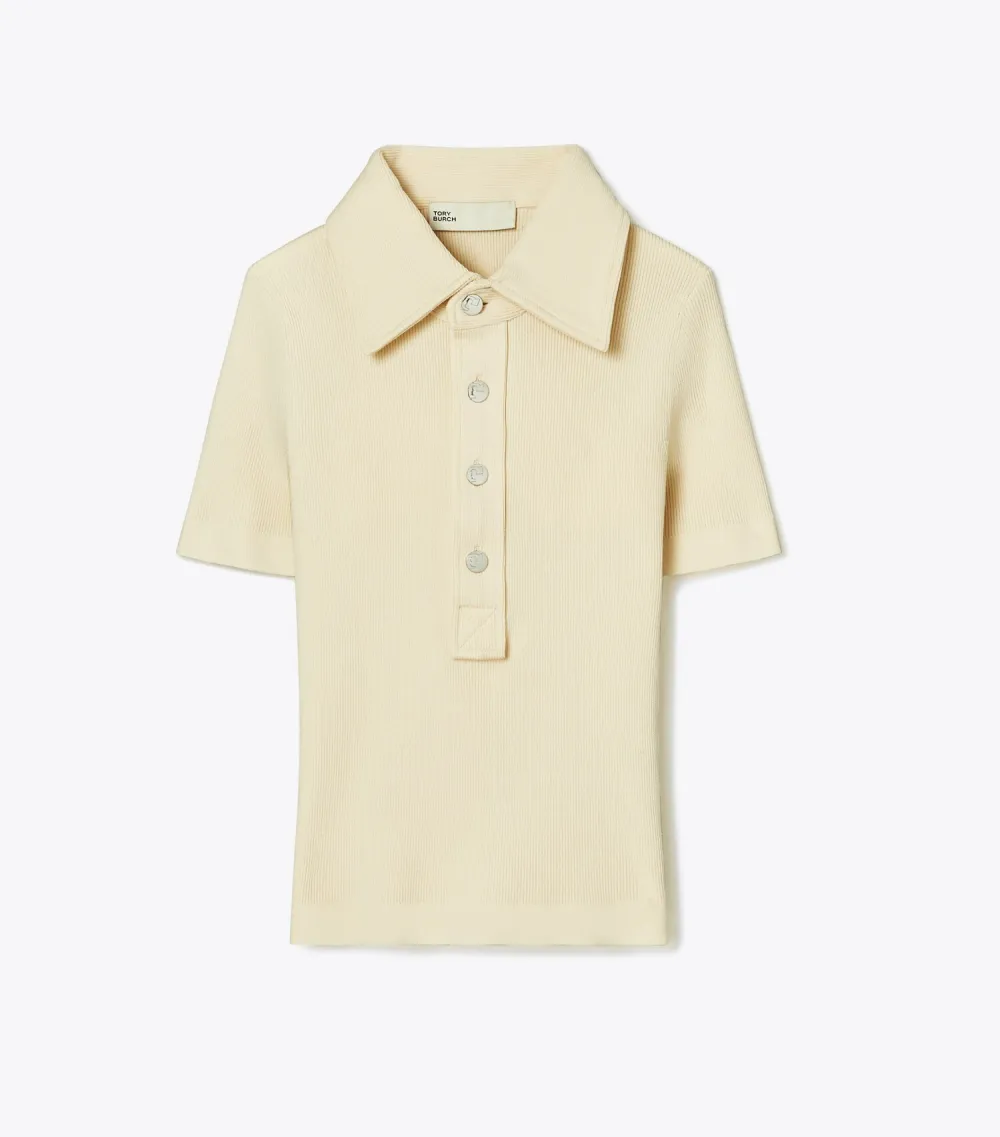 Viscose Ribbed Polo Sweater