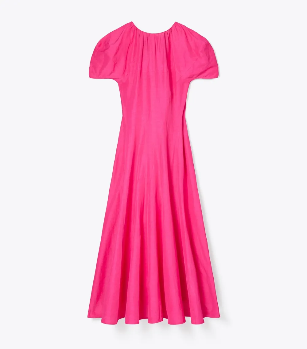 Balloon Sleeve Linen Dress