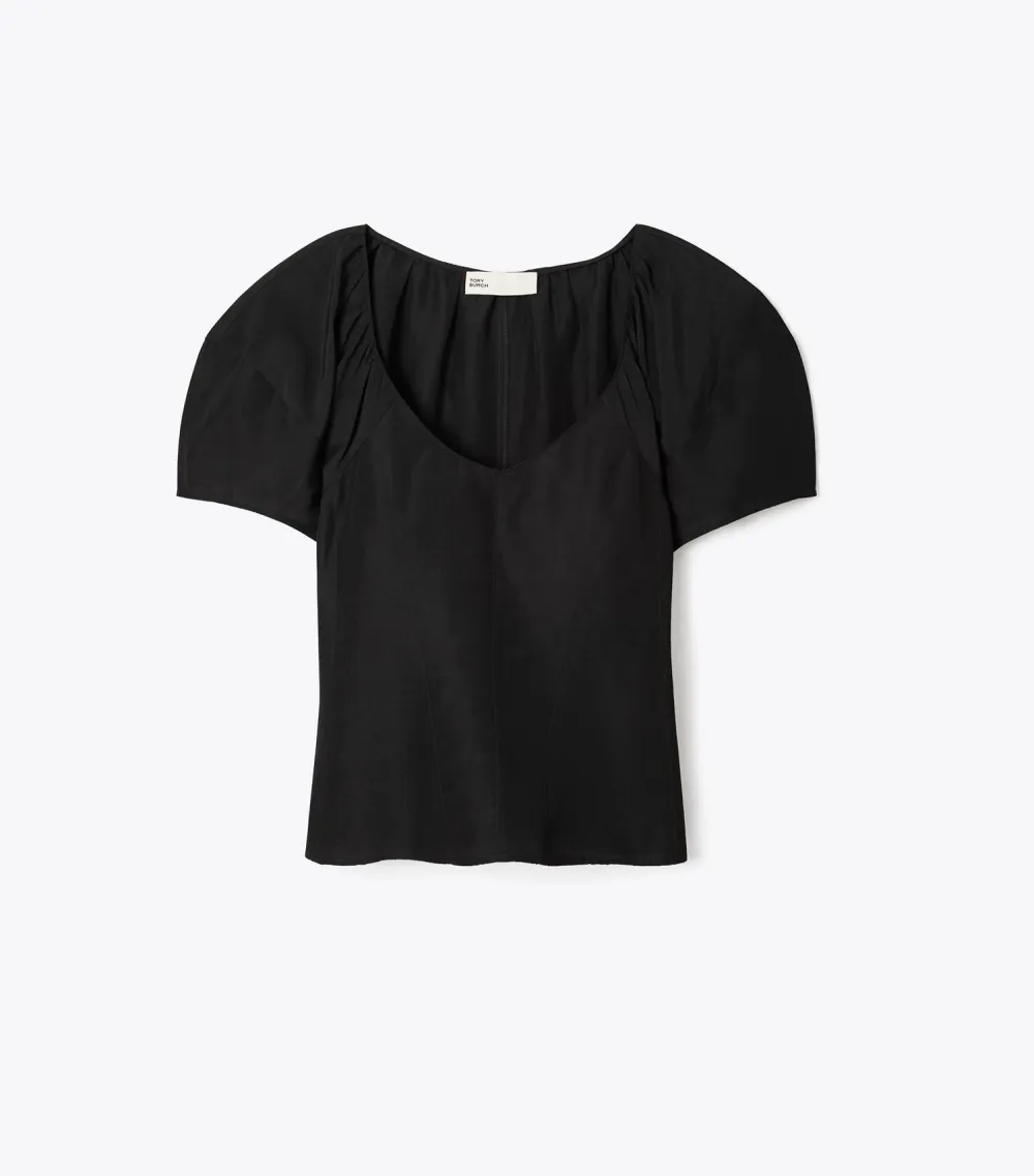 Balloon Sleeve Viscose Top