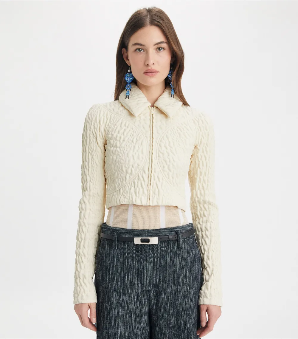 Cropped Wool and Silk Jacket