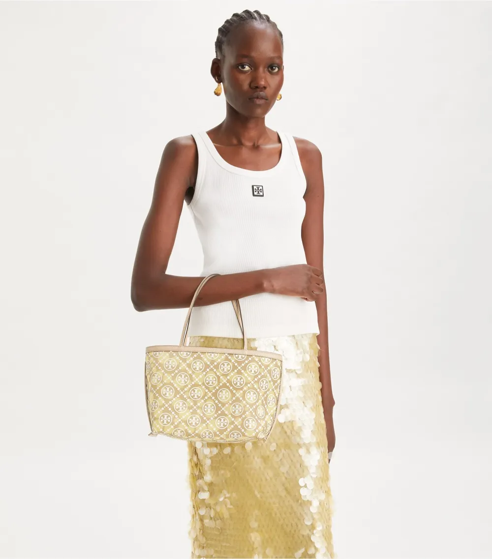 T Monogram Mesh Dot Tote