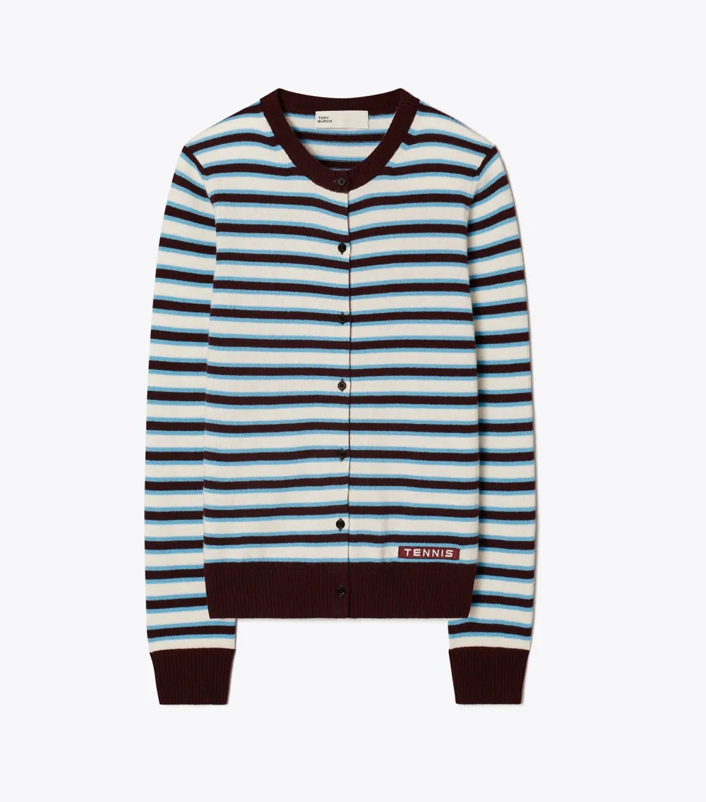 Cashmere Striped Tennis Cardigan