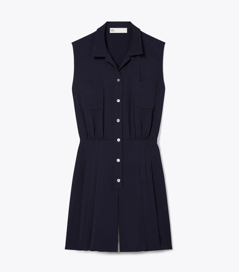 Pleated Twill Dress