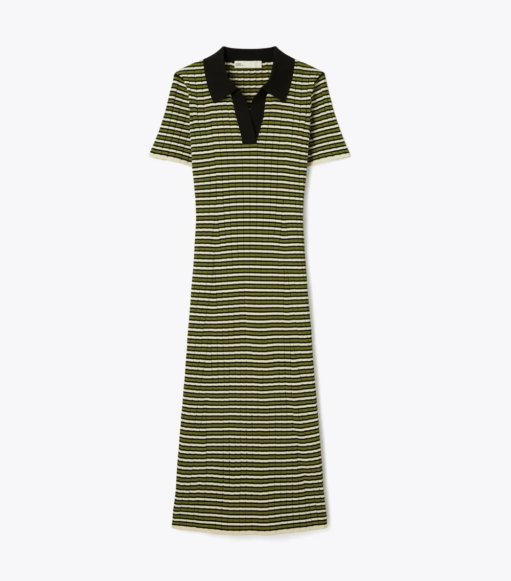 Stripe Knit Polo Dress