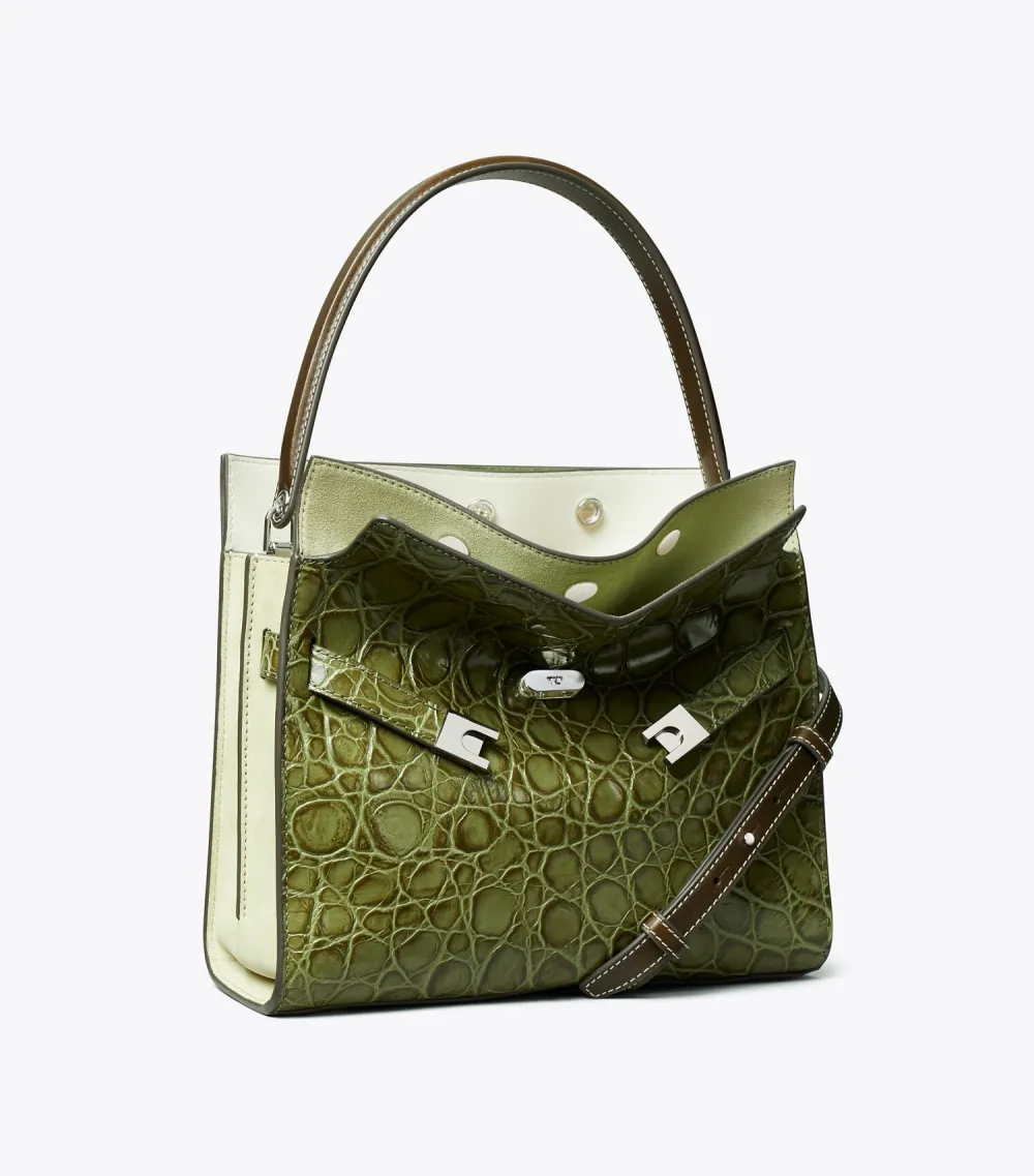 Small Lee Radziwill Croc-Embossed Double Bag