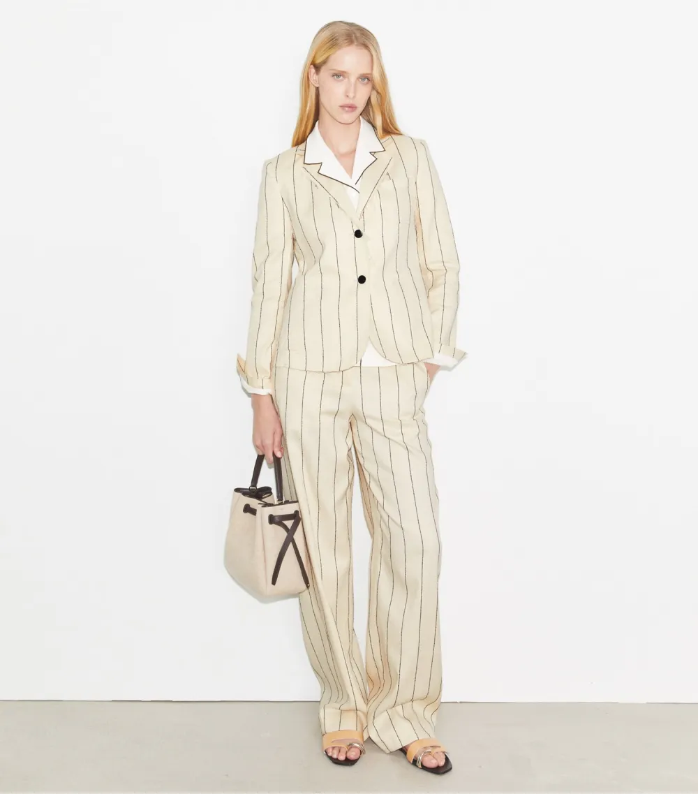 Striped Cotton Wide-Leg Pant
