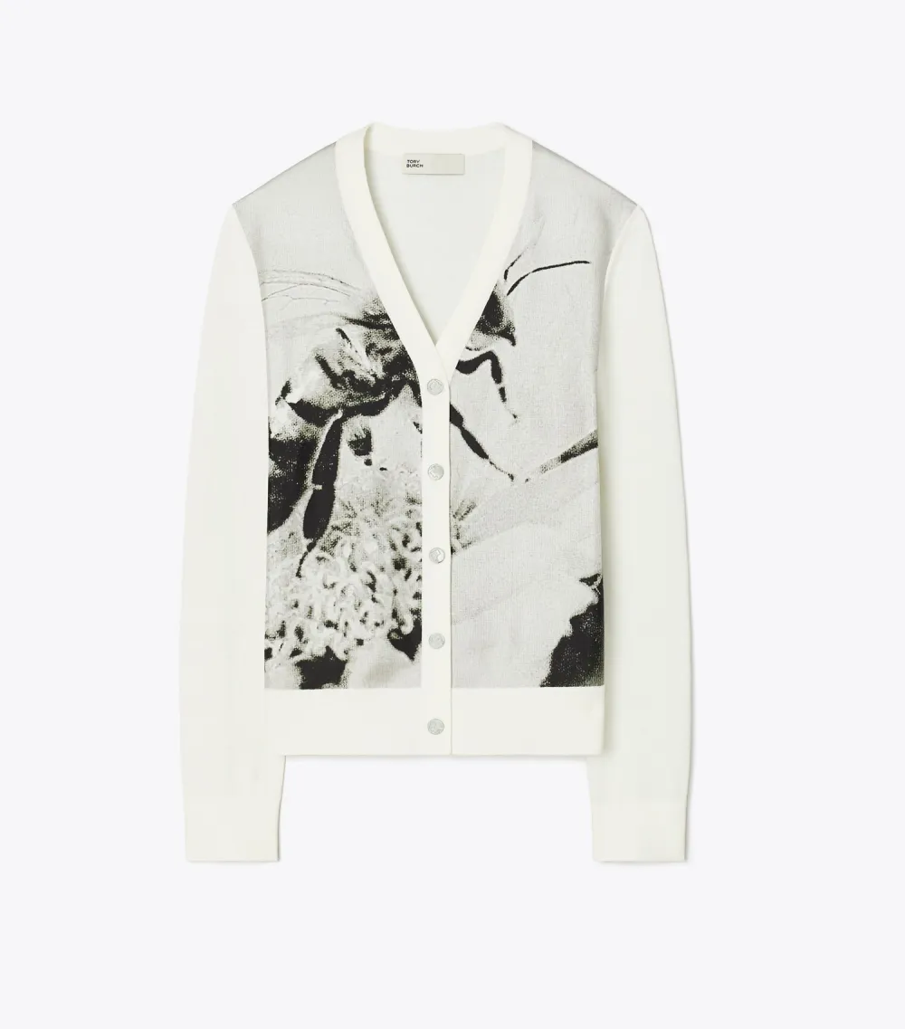 Silk-Front Cotton Cardigan