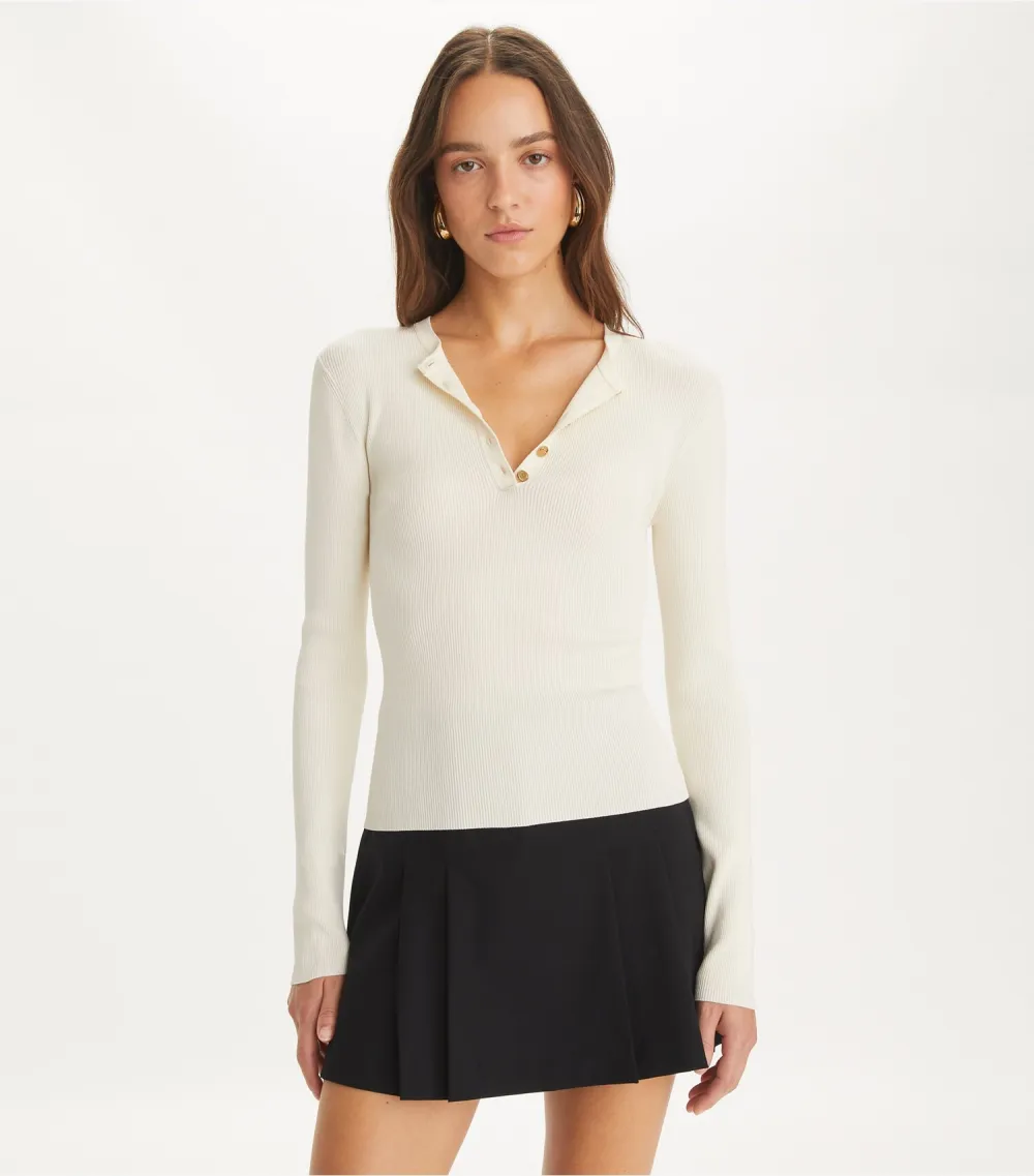 Ribbed Viscose Henley
