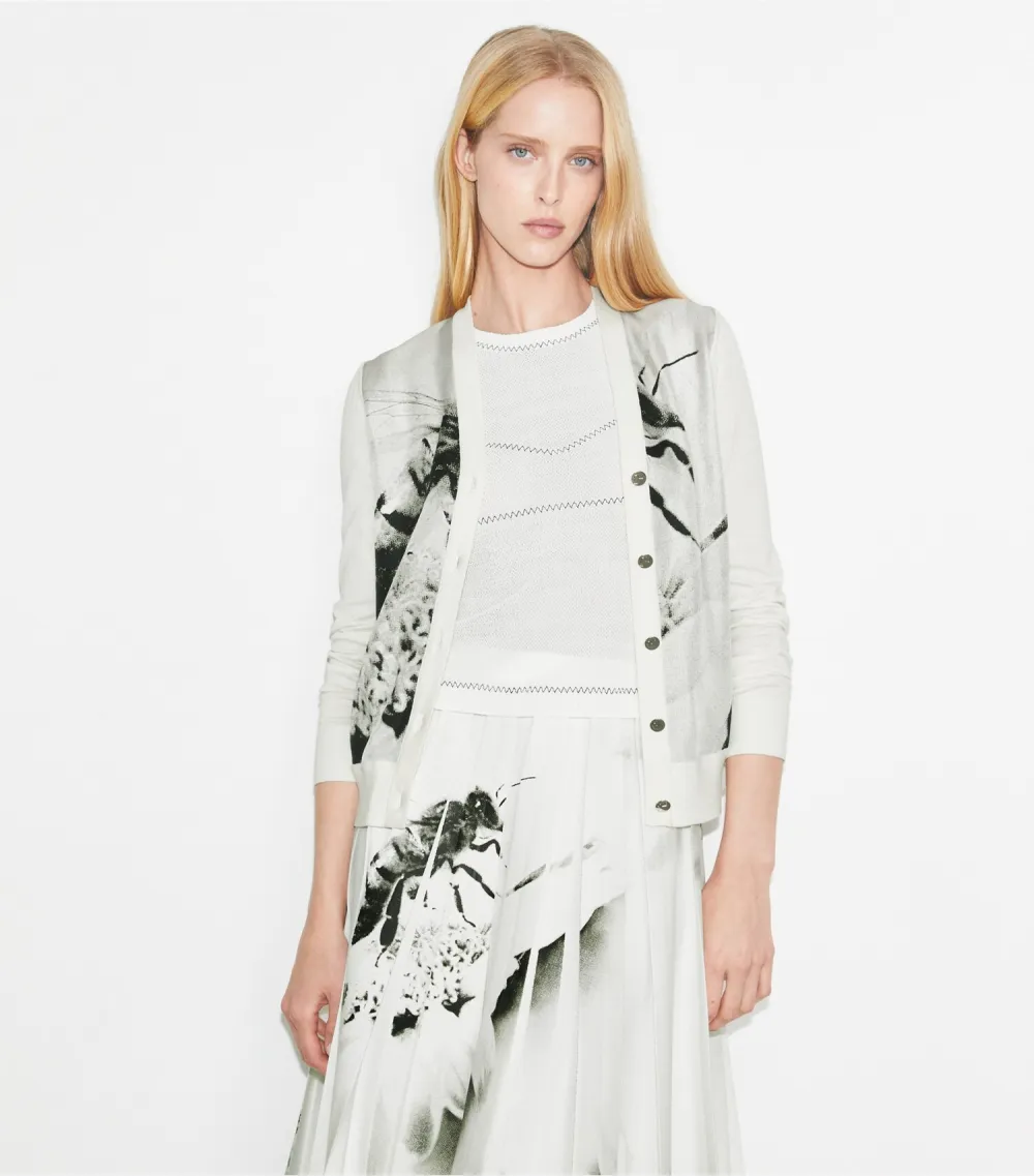 Silk-Front Cotton Cardigan