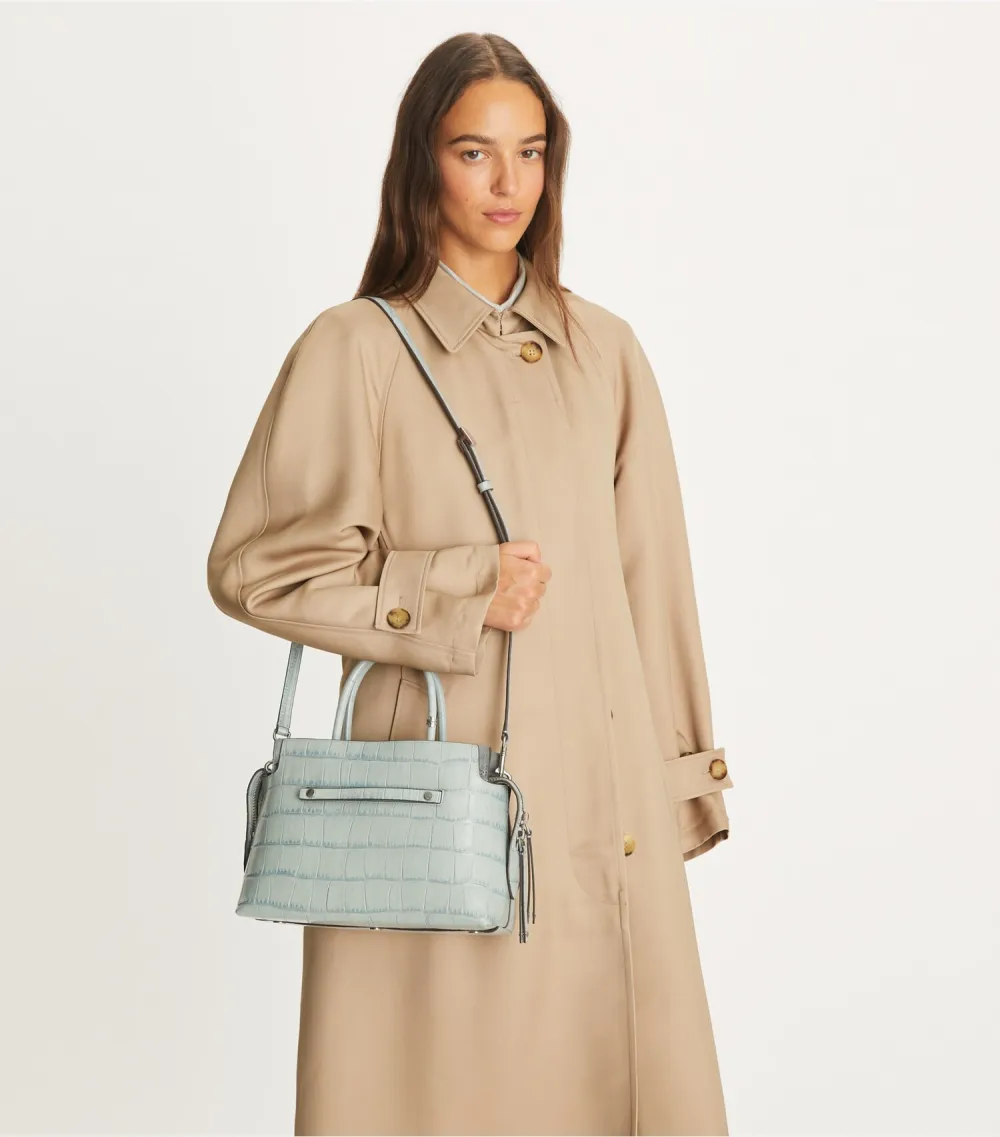 Mercer Croc Embossed Satchel