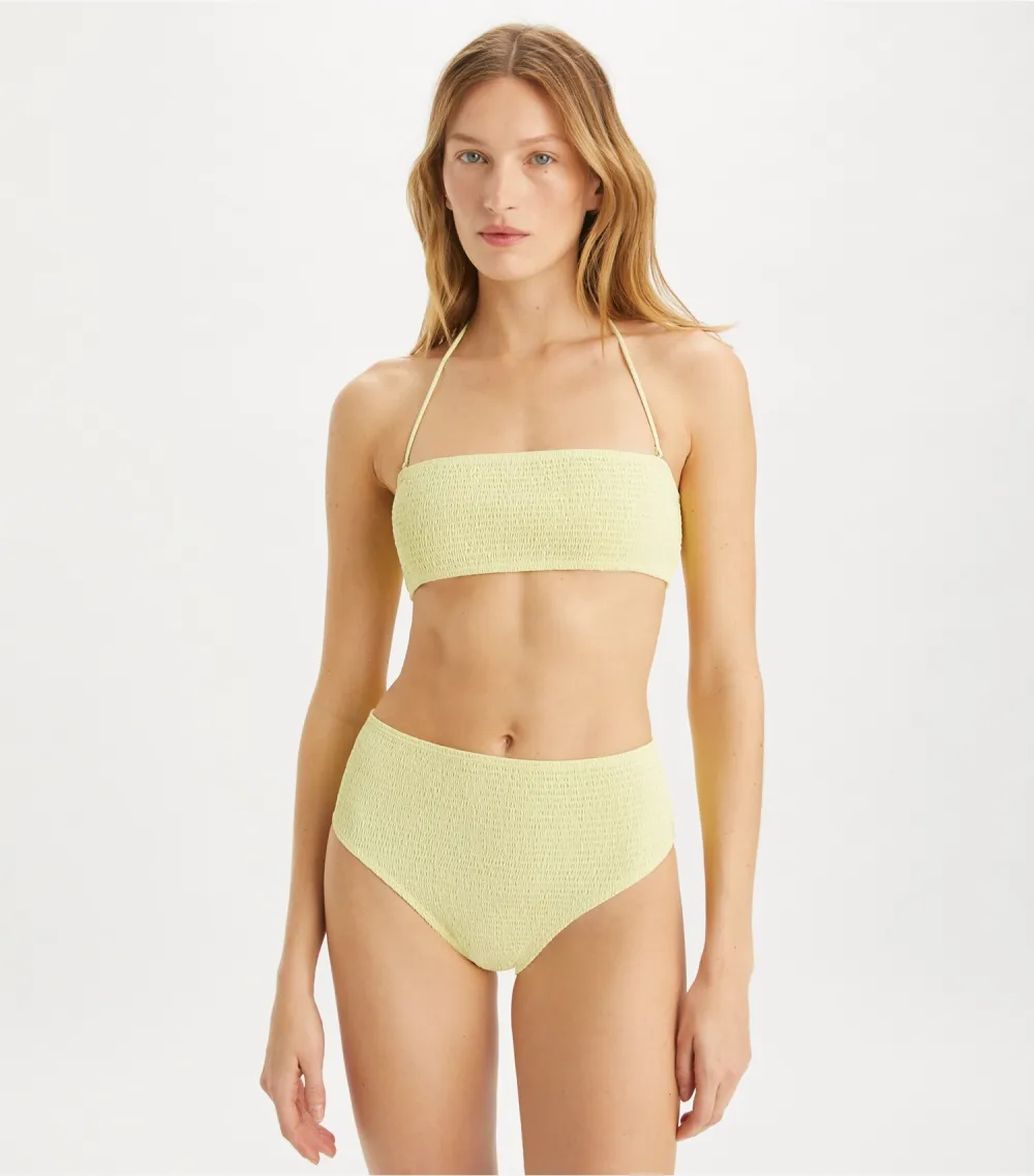 Smocked Bandeau Bikini Top